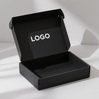 Boîte postale d'emballage d'expédition d'emballage en papier carton ondulé noir recyclable E-flûte écologique avec logo personnalisé