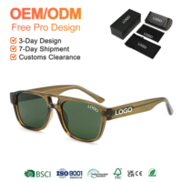 Lunettes de soleil tendance carrées PC+CP avec double pont, unisexes, verres UV400, logo personnalisé, montures mode pour voyage et activités de plein air