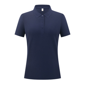 Polo promotionnel uni en polyester, anti-humidité, à manches courtes, pour usage quotidien, uniforme féminin - Product Image 4