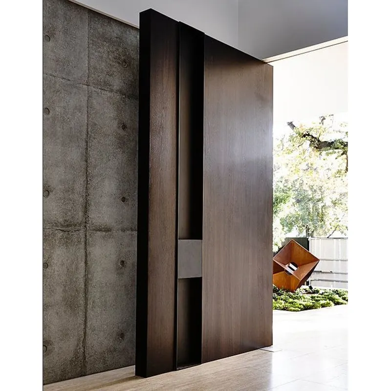 Seeyesdoor-puerta de madera maciza personalizada para decoración del hogar, puertas de pivote de seguridad modernas para Villa, Exterior, entrada principal