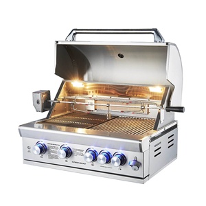 <span class=keywords><strong>Barbecue</strong></span> d'extérieur à <span class=keywords><strong>gaz</strong></span> et charbon de bois avec 4 brûleurs infrarouges, pour jardin et <span class=keywords><strong>balcon</strong></span>, avec fenêtre en verre - Product Image 2