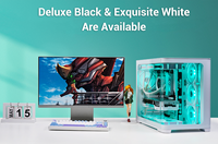 Boîtier PC Gaming 2851A, boîtier d'ordinateur ATX MATX ITX, panneau frontal en verre trempé incurvé, boîtier PC avec ventilateurs ARGB