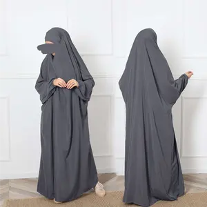 Jilbab turco francés de alta calidad para niñas, vestido musulmán de una pieza, para rezar, Khimar, Jilbab, Abaya