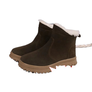 Botas de Nieve para Hombre, de Gamuza, con Tacón Medio, Forradas de Lana, para Invierno, Color Sólido - Product Image 1