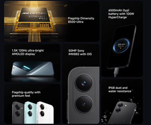 POCO X8 Pro, Batería de 6500 mAh (típica) con HyperCharge de 100 W, Teléfonos Móviles <span class=keywords><strong>5G</strong></span>, Desbloqueo Original, Pantalla AMOLED, Smartphone - Product Image 2