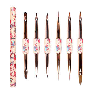 YRX-pincel de nailon W0116 para uñas, delineador de mango de Metal, pincel plano 3D de doble punta, <span class=keywords><strong>2022</strong></span> - Product Image 4