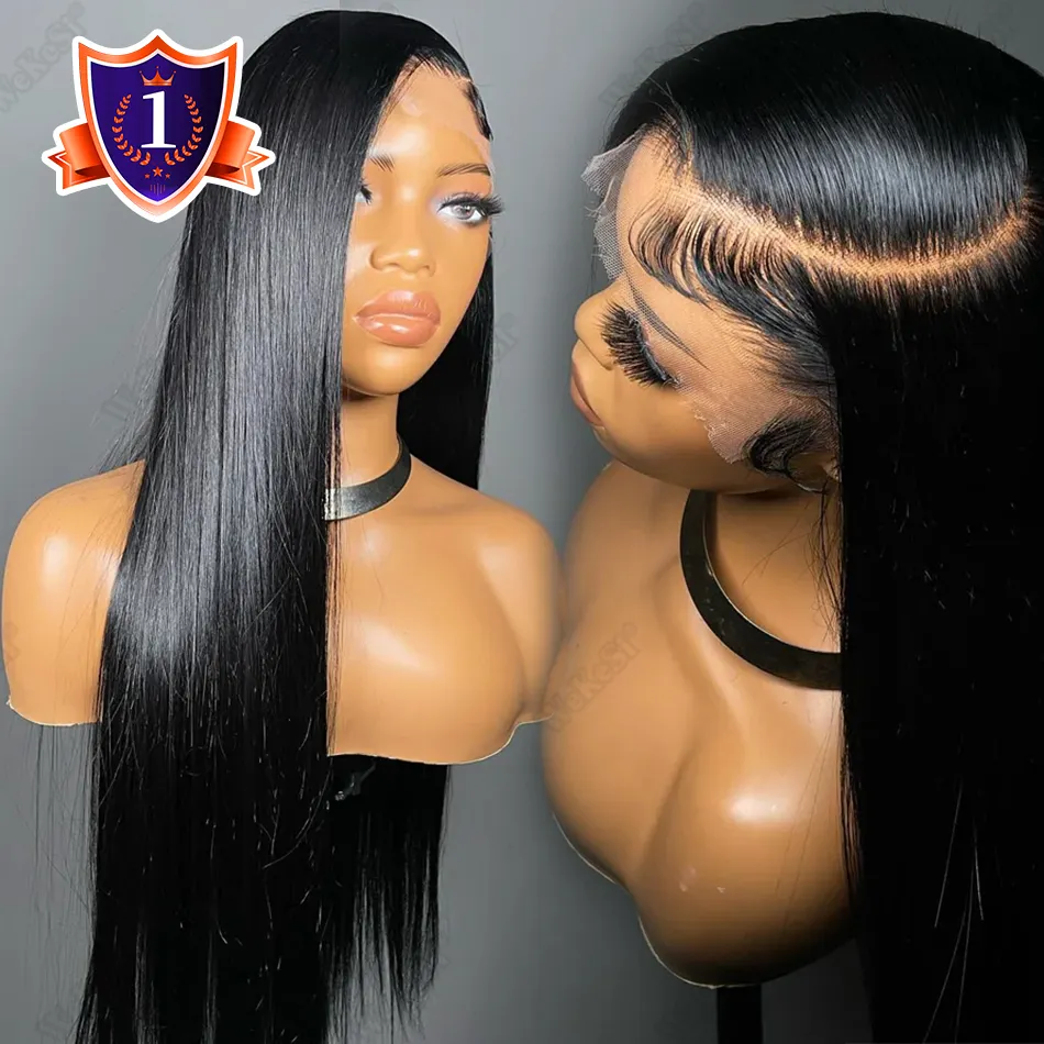 Wig India mentah 12A wig renda rambut manusia depan, rambut Vietnam mentah tanpa lem 360 penutupan penuh wig Frontal HD renda