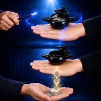 Tour de magie Coin Thru Kettle : Illusion de pénétration de pièce, accessoire de magie examinable pour magiciens de close-up