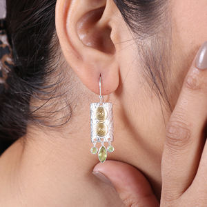 Lightweight 925 Sterling <b>Silver</b> <b>Drop</b> <b>Earrings</b> for Ladies Dual Tone Peridot for Weddings Parties or Gifts with Low MOQ - Product Image 2
