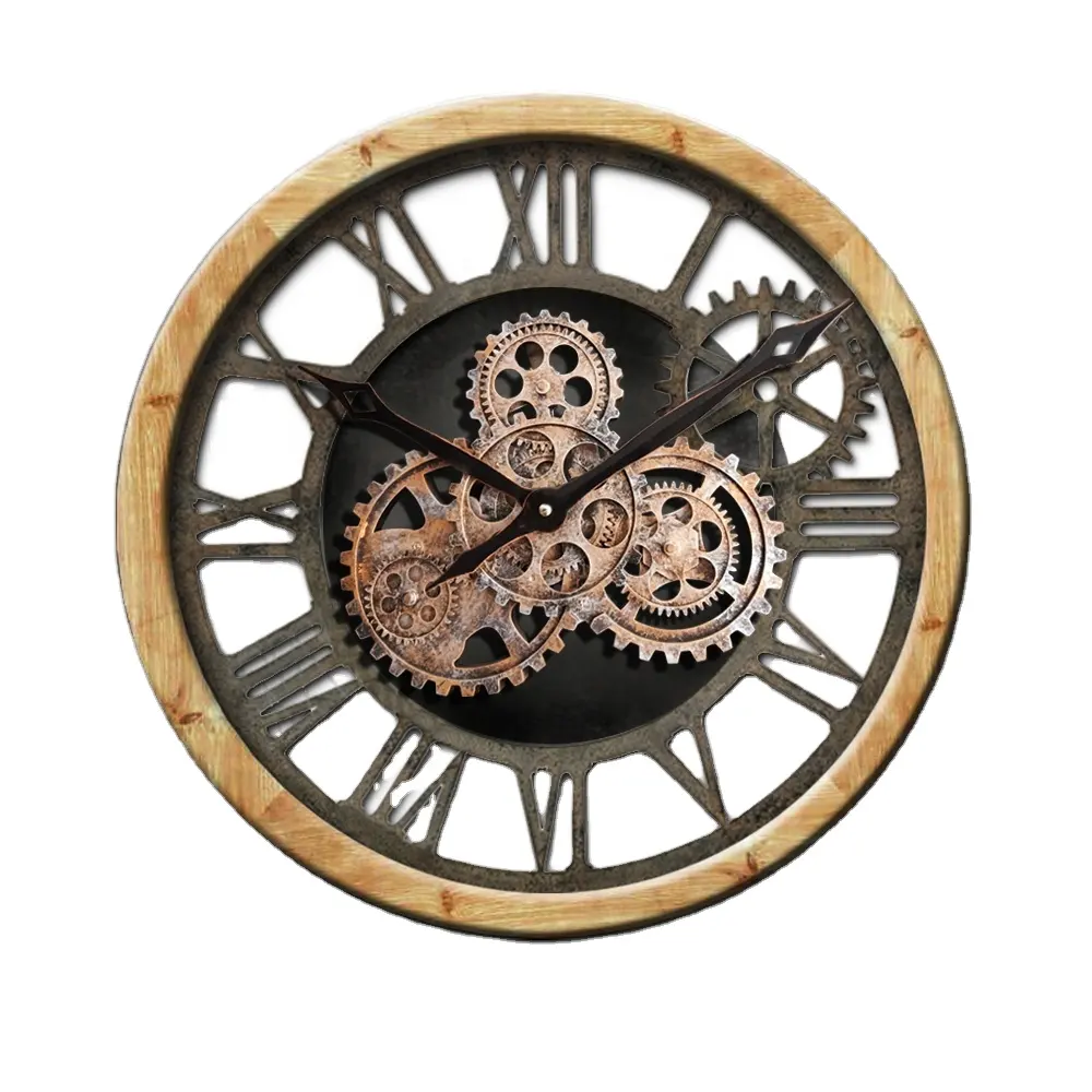 대형 산업 장식 금속 예술 홈 장식 럭셔리 금속 이동 기어 톱니바퀴 기계 벽 시계
