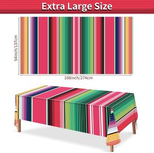 Paquete de 3 <span class=keywords><strong>Manteles</strong></span> Desechables Impermeables de Plástico con Diseño de Serape Mexicano a Rayas, 54x108 Pulgadas, Fáciles de Limpiar, Personalizables <span class=keywords><strong>para</strong></span> <span class=keywords><strong>Fiestas</strong></span> y Bodas - Product Image 2