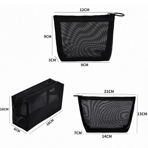 Trọng lượng nhẹ tùy chỉnh du lịch cho vệ sinh cá nhân Túi <span class=keywords><strong>PVC</strong></span> dây kéo lưới mỹ phẩm Pouch với công suất lớn trong suốt nylon lưới thiết kế - Product Image 3