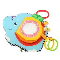 Livre en tissu doux Montessori pour bébé, livre sensoriel avec miroir et anneau de dentition, livre éducatif à suspendre à la poussette pour nouveau-né