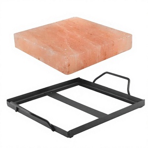 Wholesale New Natural Square Shape Himalayan Salt Cooking Slab <b>Plates</b> Eco-Friendly Carved BBQ Grill <b>Rack</b> Tray OEM Service - Product Image 1