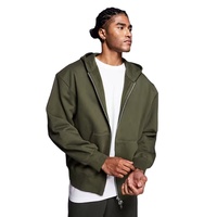 Sudadera con Capucha y Cremallera de Felpa Francesa de Algodón de 380 g/m², con Serigrafía y Bordado, con Logotipo Personalizado, Unisex, Talla Grande, para Invierno