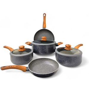Modern Pots&<b>Pans</b> Bakelite <b>Handles</b> Glass Lids Dishwasher Oven Safe 8-Piece Ceramic Non-Stick Cookware Set for Gas Induction - Product Image 1