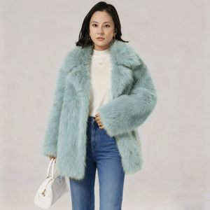 Veste en fourrure artificielle marron confortable et décontractée pour femme, en polaire épaisse, longue et confortable - Product Image 1