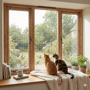白いワイヤー補強猫用ネット、メッシュサイズ30mm、バルコニー、テラス、猫用囲い - Product Image 5