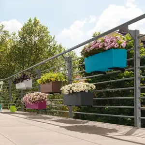 De gros suspendus planteur boîtes garde-corps-Smile BRICE — boîtes de planteur rectangulaires de balcon, plantes décoratives, en suspension, balustrade d'arrosage automatique, pour Pot de fleurs, 14 pouces