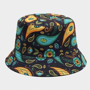 2025 New Arrival Spring Summer Retro Fashion Reversible Bucket Hat Cashew Flower Pattern Digital Printing <b>Sunscreen</b> Bucket Hat - Product Image 6