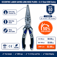 Pince à bec long excentrique multifonctionnelle, pince à bec extra-longue, coupe-fil multi-grippage à encoches, OEM TPR
