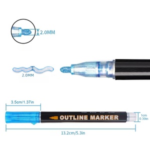 Penne a doppio colore per bambini, <span class=keywords><strong>pennarelli</strong></span> ad asciugatura rapida da te colorati e audaci per penne a mano, Set di penne a <span class=keywords><strong>doppia</strong></span> <span class=keywords><strong>linea</strong></span> in plastica - Product Image 3