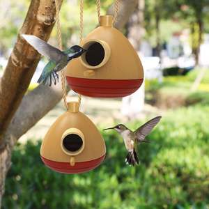 Casa de colibrí moderna, caja de pájaros para anidar, casa de Chickadee de madera para colgar en interiores y exteriores para ambos colibríes de Chickadees - Product Image 2