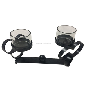 Wavy Iron and Glass <b>Candle</b> <b>Holder</b> for Two <b>Candles</b> Home Living Room <b>Garden</b> Home Decoration High Quality - Product Image 1