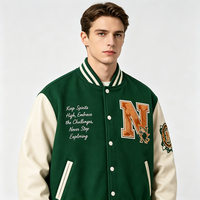 Veste universitaire personnalisée OEM ODM pour hommes, avec broderie chenille, patch en cuir et mélange de laine, style baseball
