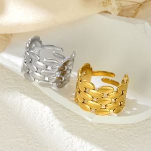Anillos de Joyería Punk al por Mayor, Anillos de Acero Inoxidable Chapados en Oro Resistentes al Deslustre para Mujer, Anillos de Cadena de Moda - Product Image 6