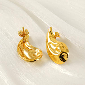 ต่างหูรูปหยดน้ำชุบทอง18K สำหรับผู้หญิงต่างหูหยดน้ำทำจากสเตนเลสสตีลสำหรับผู้หญิง - Product Image 5