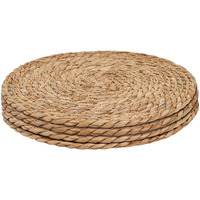 Set de dessous-de-plat ronds en jacinthe d'eau tressée à la main, style rustique, pour table à manger, maison et mariage