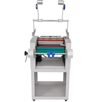Machine à plastifier manuelle à alimentation par convoyeur, double face, chaud/froid, anti-ondulation, avec enrouleur, pour papier autocollant A3+ argenté