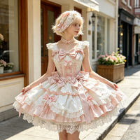 Robe Lolita douce et mignonne de type poupée, rose, style princesse fugitive, robe à bretelles pour anniversaire, pour femmes adultes