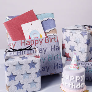 Vente en gros 80g papier d'anniversaire scintillant 50*70cm papier d'emballage cadeau personnalisé pour l'emballage - Product Image 4