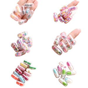 Accesorios para Carcasas de Teléfono con Diseño de Cápsula <span class=keywords><strong>Little</strong></span> Person, Material de Resina para Manualidades con Forma de Pastillas, Frutas y Rebanadas - Product Image 1