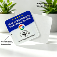 NFC Tap Google Review Acryl-Schild mit Offsetdruck 13,56 MHz NTAG215 Chip für Anpassbare Restaurant-, Salon- und Einzelhandelsgeschäftsanwendungen
