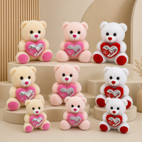 Ours en peluche espagnol Te Amo de 25 cm et 30 cm, cœur argenté métallique, animaux en peluche doux, cadeau de la Saint-Valentin pour petite amie