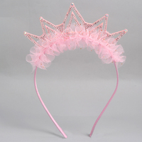 CN bandeau princesse en organza avec nœud scintillant et couronne en strass bandeau de fête pour filles accessoires de cheveux