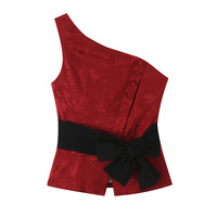 Ensemble deux pièces personnalisé 2026 : Chemise à boutons asymétriques avec ceinture jacquard et jupe sirène mi-longue, Tenue deux pièces OEM, Fabrication chinoise
