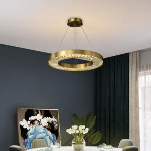 Venta caliente colgante decoración comedor sala de estar vidrio LED tira anillo redondo único colgante Luz - Product Image 3