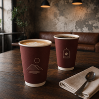 Gobelets à café en papier à double paroi recyclables avec couvercles et manchons pour l'emballage personnalisé de boissons chaudes à emporter
