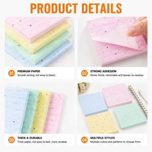 Simple Striped Star Pattern Self‑Adhesive Sticky Notes Thick Smooth Writing Paper Strong Adhesive <b>Memo</b> <b>Pads</b> for Office School - Product Image 2