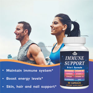 Complément Alimentaire 8-en-1 pour Adultes : Soutien Immunitaire, Énergie, Cheveux, Ongles, Peau – Échinacée, Sureau, Curcuma, Gingembre, Vitamines – 60 Capsules - Product Image 2