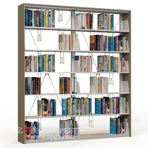 Modern Design High School Library Furniture Metal Double Side Bookshelf