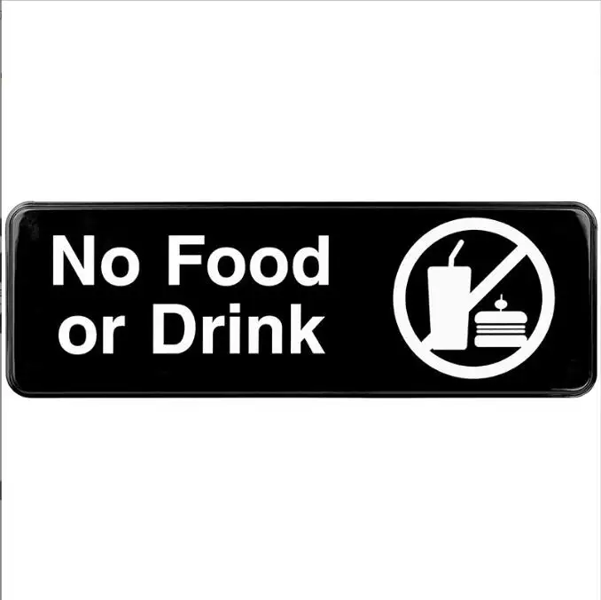 Hiçbir gıda veya içecek işareti özel baskı plastik tabela plaka