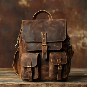 Forniture di fabbrica da uomo in vera pelle retrò zaino in pelle di cavallo pazzo zaino in pelle di vacchetta per Laptop borsa da viaggio per il tempo libero di grande capacità - Product Image 3