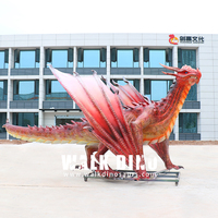 Dragon ailé rouge animatronique mécanisé géant à induction infrarouge à vendre Dragon occidental personnalisé