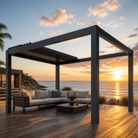 Pergola extérieure en aluminium, pergola à lames orientables imperméable avec toit rétractable pour jardin ou bord de piscine