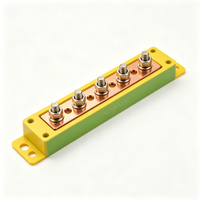 Barre omnibus industrielle en cuivre étamé PE, 5 trous, 100A, 3x15mm, base isolée, connexion par boulons